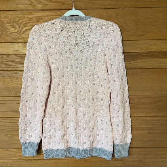 Vintage 80s Hand Knit by Berek knitted by hand button front cardigan sweater - Picture 3 of 4